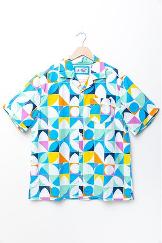 Short Sleeve Geo Camp Shirt BRIGHT WHITE