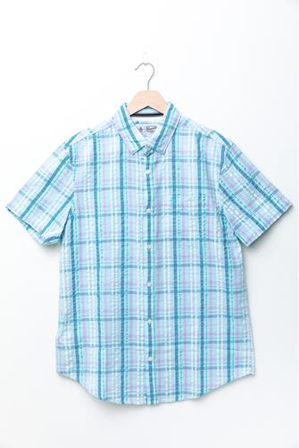 Short Sleeve Plaid Woven Shirt OMPHALODES