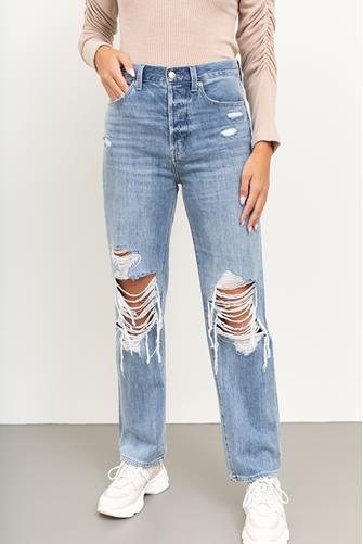 Cassie Super Hi Rise Straight Leg Jean in Lucca Distressed LUCCA