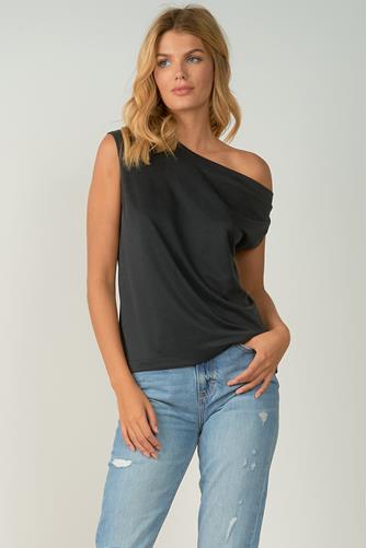 Off Shoulder Sleeveless Knit Top BLACK