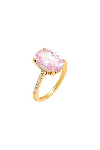 Colored Pink Oval Pave Ring PINK