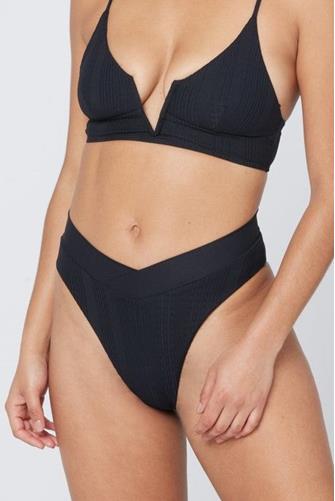 Court Pointelle Ribbed V Waist Bottom BLACK
