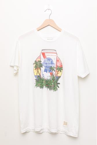 Pabst Blue Ribbon Tropical T-Shirt WHITE