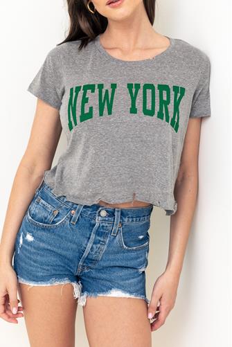 New York Crop Tee HEATHER GREY