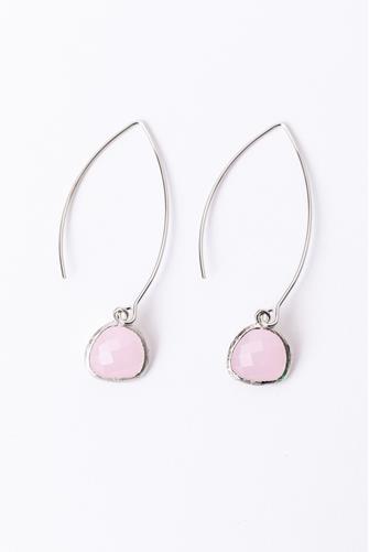 Gemstone Thread Through Earring SILVER