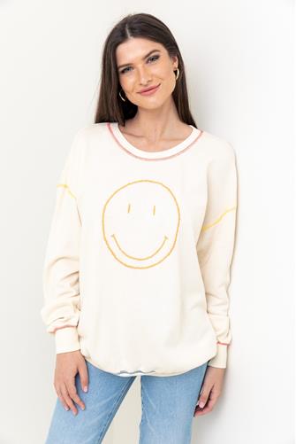 Smiley Pullover Sweatshirt CREAM