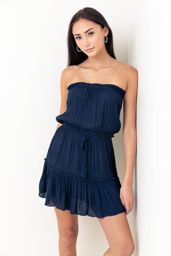 Strapless Tiered Mini Dress NAVY