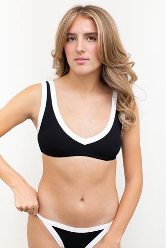 Black & White Ribbed Lala Bikini Top BLACK MULTI