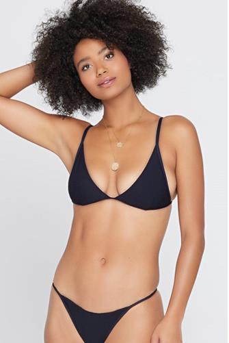 Millie Skinny Rib Triangle Bikini Top BLACK