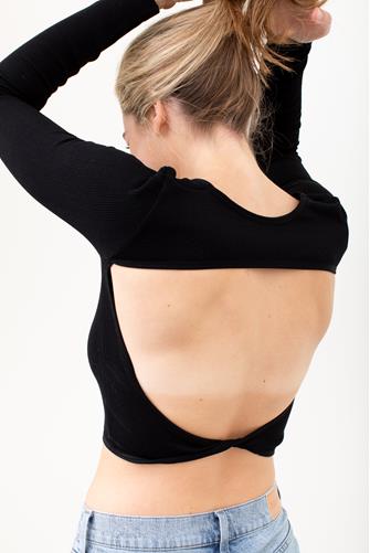 Seamless Open Back Long Sleeve Top BLACK