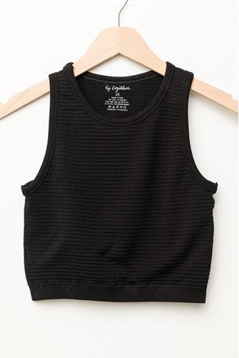 Seamless Texture Crop Tank BLACK