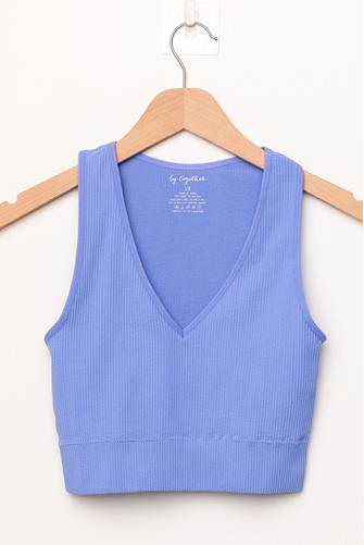 Seamless V Neck Crop Cami Top PERIWINKLE