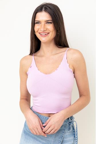 Seamless Ribbed Triangle Cami Top BLACK