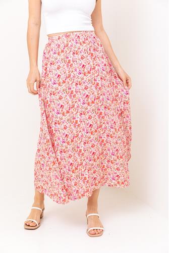 Floral Midi Skirt TAUPE PINK FLORAL