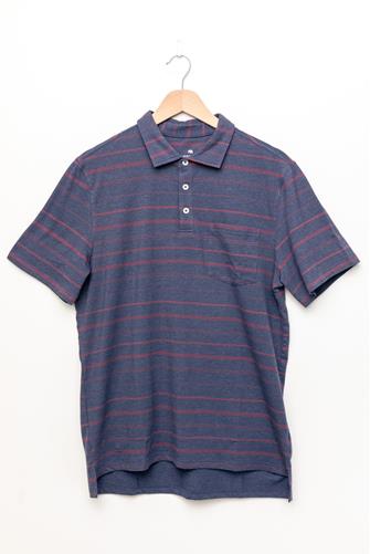 Active Puremeso Polo Stripe Shirt NAVY BURGUNDY
