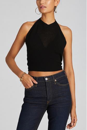 Fauxchet Halter Top BLACK