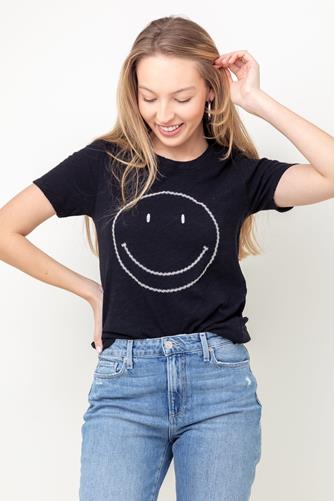 Smiley Face Graphic Tee BLACK