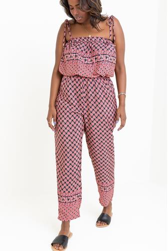 Geo Print Pant NAVY ROSE LEAF