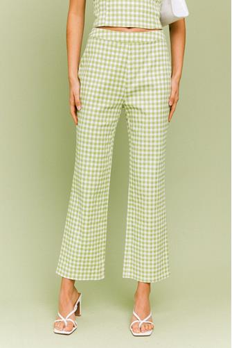 Gingham Trouser Pant WHITE GREEN GINGHAM
