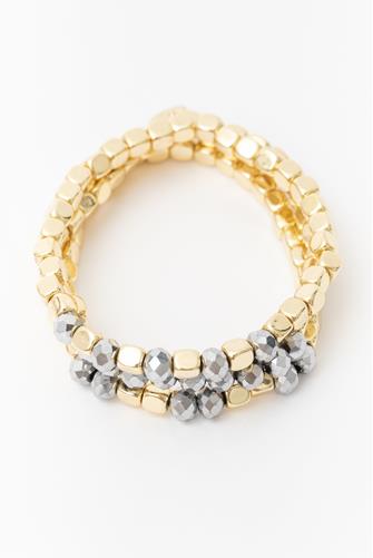 Beaded Bracelet Set GOLD AND BLACK