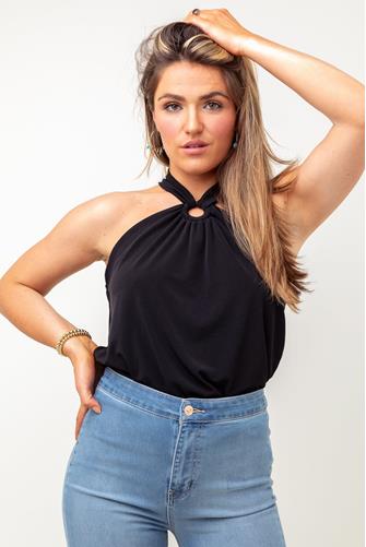 Keyhole Ring Halter Top BLACK