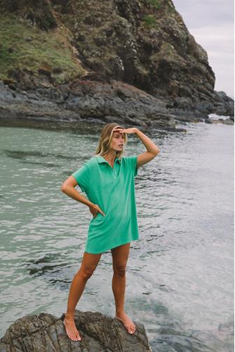 Terry Polo Dress in Tropical Green TROPICAL GREEN