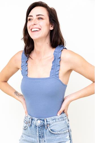 Ruffle Strap Bodysuit BLUE