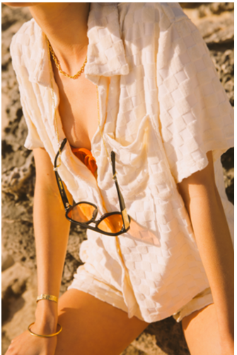 Lemon Check Button Down Short Sleeve Top LEMON