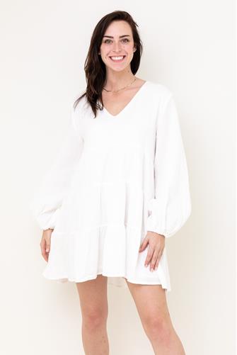 Agatha Tiered Mini Dress WHITE