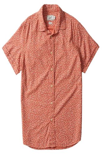 Goulden Printed Slub Herringbone Shirt APRICOT BRANDY