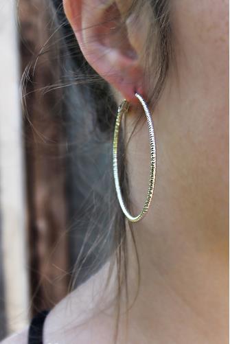 Text Hinge Post Hoop Earrings GOLD