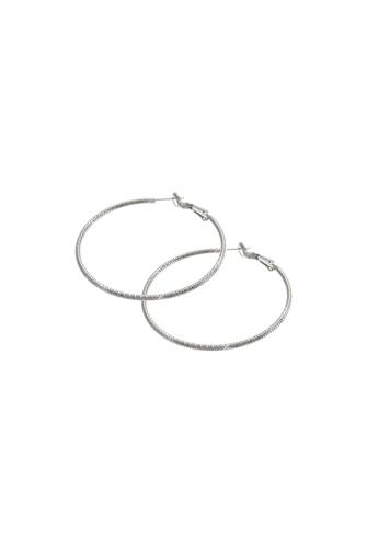 Plated Hinge Post Hoop Earrings SILVER