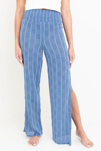 Azure Stripe Wide Leg Slit Pants AZURE STRIPE