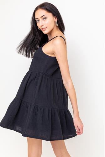 Danny Gauze Mini Dress BLACK