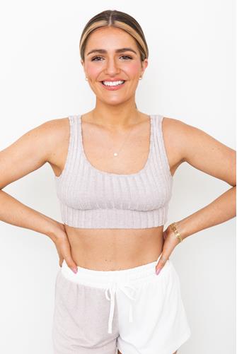 Zoe Rib Tank Bra HEATHER TAUPE