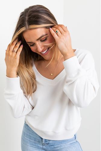 Francis Marled V-Neck Top SANDSTONE