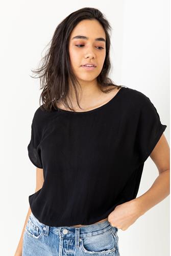 Ollie Crinkled Top BLACK