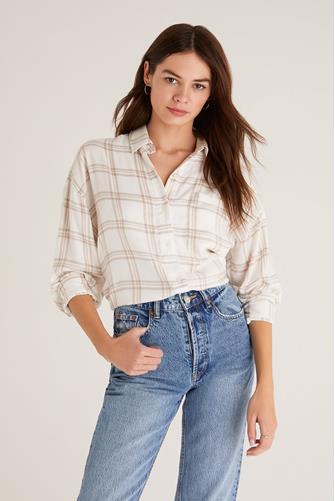 Clio Plaid Button Down SANDSTONE