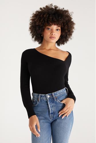 Karlie Asymmetrical Sweater BLACK