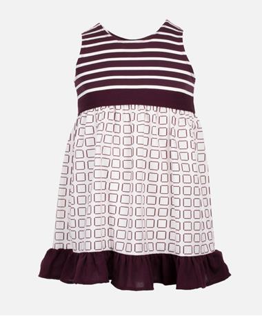 Sleeveless Striped Square Pattern Dress