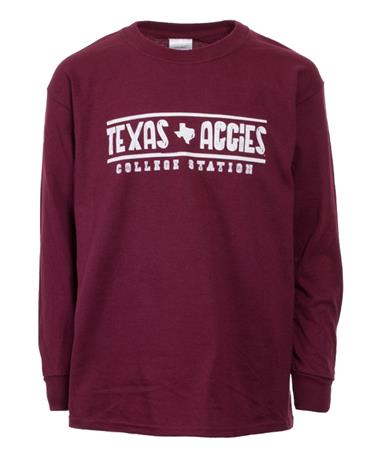 Texas A&M Maroon Longsleeve Youth T