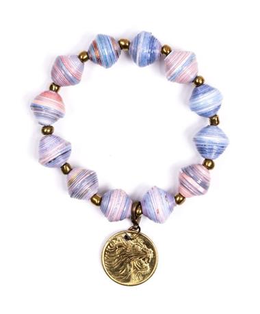 Adera Paper Bead Bracelet With Coin