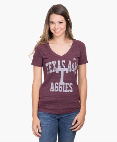 Texas A&M Aggie Adidas Womens Tri V Neck