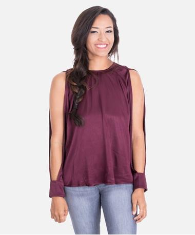 Maroon Split Sleeve Top