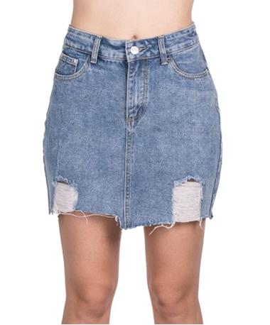 Cutting Denim Mini Skirt