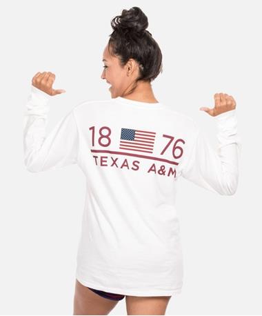 League TAMU 1876 USA Flag Pocket LS