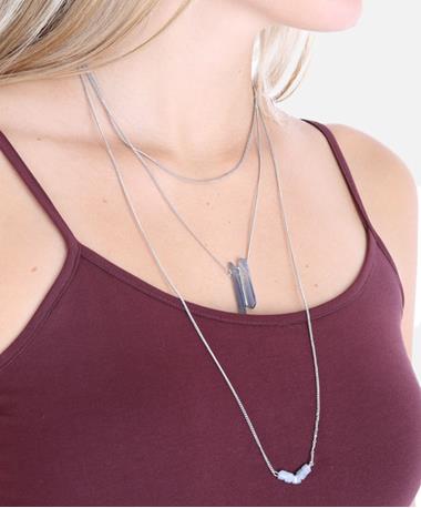 Multilayer Necklace with Stones