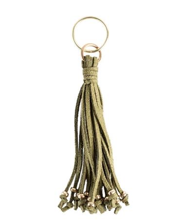 Suede Keychain with Gold Bead Accent