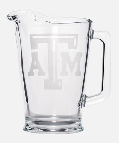 Texas A&M Bevelled Etched Glass Pitcher