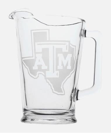 Texas A&M Lonestar Etched Glass Pitcher